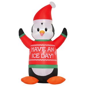 HOMCOM Aufblasbare Pinguin-Figur 1,88 m Weihnachtsdekoratio…
