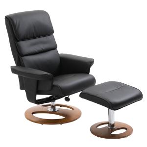 HOMCOM® Relaxsessel Fernsehsessel PU-Bezug Holzfuß Schwarz…