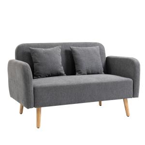 HOMCOM Doppelsofa  Loveseat mit Kissen, einstellbare Fußras…