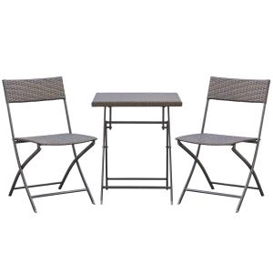 Outsunny Polyrattan Bistroset für 2 Personen, Rattan Garten…