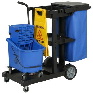 HOMCOM Putzwagen Reinigungswagen mit 3 Ebenen Wischwagen mi…