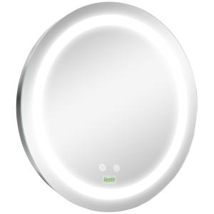 kleankin Badezimmerspiegel, Ø50 cm Badspiegel mit LED Beleu…