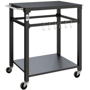 Outsunny Outdoor-Grillwagen, Pizzaofen-Stand mit Metallober…