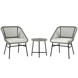 Outsunny Polyrattan Gartenmöbel Set, Outdoor Lounge Balkonm…