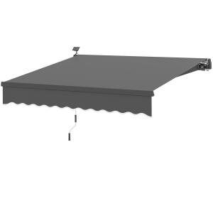 Outsunny Klemmmarkise mit Handkurbel Solar-Lichte Gelenkarm…