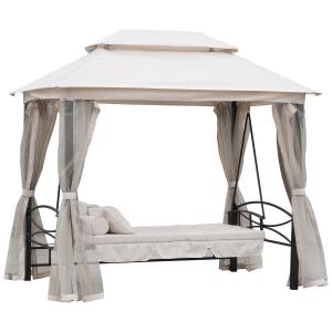 Outsunny Hollywoodschaukel Gartenschaukel 3-Sitzer mit Seit…