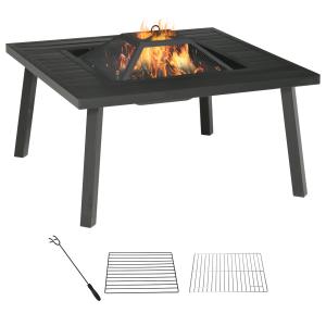 Outsunny Feuerschale Feuertisch mit Schürhaken Funkenschutz…