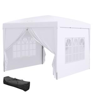 HOMCOM 3x3m Pavillon mit 4 Seitenwänden & Fenstern, UV-Schu…