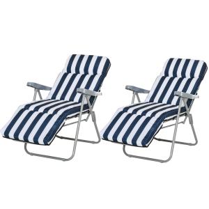 Outsunny 2er Set Klappstühle Gartenstuhl Sonnenliege mit Ar…