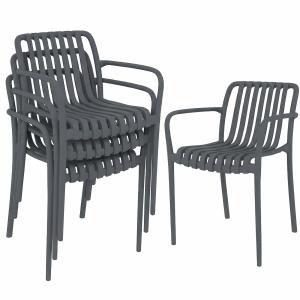 Outsunny Gartenstühle 4er Set Stapelbare Terrassenstühle mi…