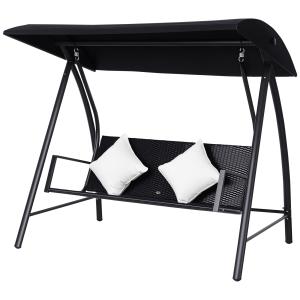 Outsunny 3-Sitzer Hollywoodschaukel Polyrattan Metall mit K…