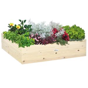 Outsunny Hochbeet Holz Gartenbeet mit Vliesstoff 117x117x30…