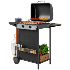 Outsunny Gasgrill 7 KW Grillwagen inkl 3 Brenner Seitenkoch…