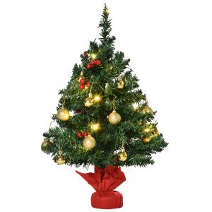 HOMCOM Weihnachtsbaum Klein, Mini Christbaum mit Stechpalme…