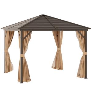 Outsunny Gartenpavillon Partyzelt 4 x Doppel-Seitenwänden L…