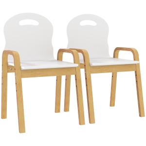 AIYAPLAY 2er Set Kinderstuhl aus Holz Stapelbar Höhenverste…