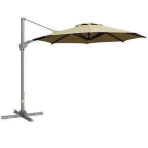 Outsunny Sonnenschirm Ø298 cm Kurbelschirm Ampelschirm mit…