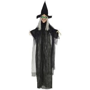 HOMCOM 183cm Halloween Dekoration Halloween-Hexe mit LED-Li…