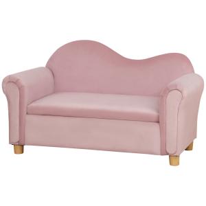 HOMCOM Kindersofa Stauraum Rosa Vlies Zweisitzer 3-5 Jahre…