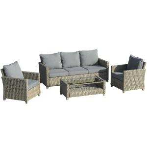 Outsunny Gartenmöbel Set 5 Personen Polyrattan Gartengarnit…