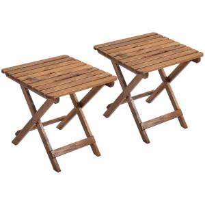 Outsunny Beistelltisch Outdoor, 2er-Set Gartentisch, Klappb…