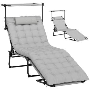 Outsunny Sonnenliege klappbar Gartenliege mit Dach Matratze…