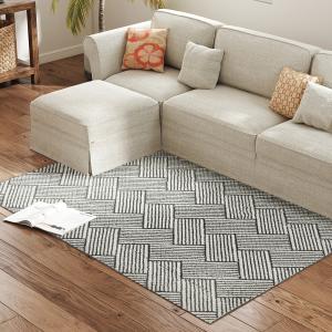 HOMCOM Teppich Wohnzimmer 170 x 120 cm Kurzflor Teppich, ma…
