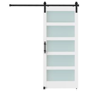 HOMCOM Schiebetür Innen 91.4x213.4cm satiniertes Glas, MDF…