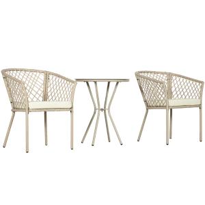 Outsunny Polyrattan Sitzgruppe 2 Stühle mit Couchtisch aus…