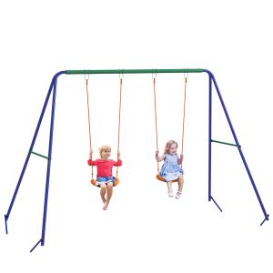 Outsunny Kinderschaukel mit Gestell, 2er Schaukel, Schaukel…