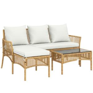 Outsunny 3-teiliges Rattan-Gartenmöbel-Set, Gartenlounge mi…