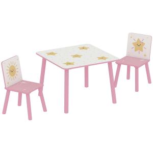 AIYAPLAY Kindertisch mit Stuhl, 2 Stühle Kinderholz-Set zum…