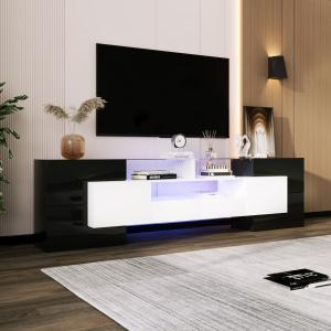 Moderner TV-Schrank Hochglanz mit LED-Beleuchtung und Glaso…