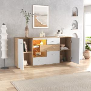 Modernes Sideboard mit LED-Beleuchtung, 2 Türen, 4 Schublad…