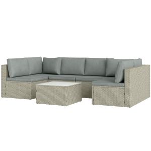 Outsunny Modulares 6-Personen-Gartenlounge-Set, Balkonloung…