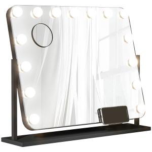 HOMCOM Hollywood Spiegel mit Beleuchtung, 15 LED, 62,5x49,5…