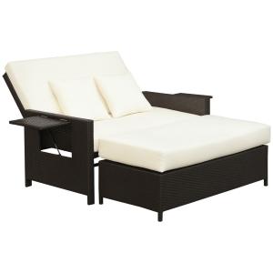 Outsunny Polyrattan Lounge-Sofa Gartensofa 2-Sitzer mit Kis…