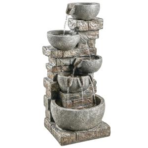 Outsunny Springbrunnen Outdoor aus Kunstharz fünfstöckig Ga…
