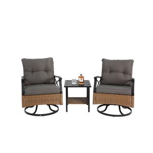 Outdoor-Dreh-Schaukelstuhl-Set, Set 3 Stück mit 1 Tisch und…