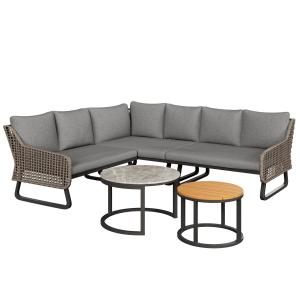 Gartenmöbel-Set für 6-7 Personen, Outdoor-Lounge-Set mit 3…