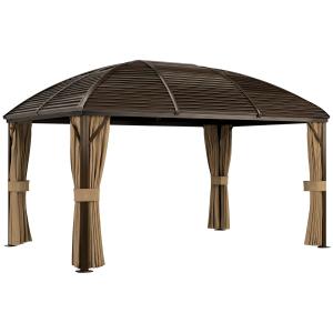 Outsunny Pavillon mit Hardtop, 4x3 m Wasserdicht Stabil Win…