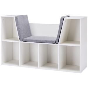 HOMCOM Kinderregal Bücherregal mit Sitzhocker Kindersitzban…