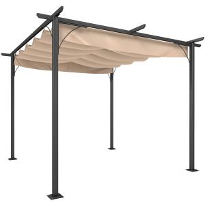 Outsunny Pergola Pavillon 3 x 3 m wasserdicht mit Schiebeda…