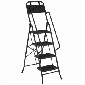 HOMCOM Klappleiter, 4 Stufen, bis 150 kg, XXL-Antirutsch-Tr…