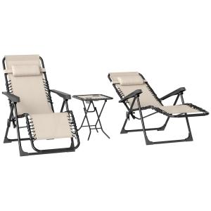 Outsunny Gartenliege Set 3-TLG. Klappbar Sonnenliege mit Te…