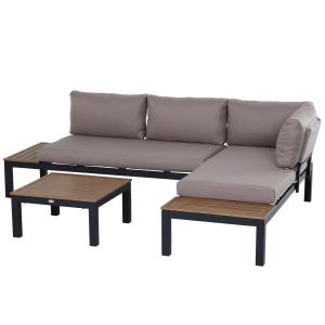 Outsunny 3-teiliges Gartenmöbel-Set mit Beistelltisch, Sofa…