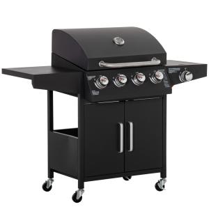 Outsunny Gasgrill BBQ mit 3 Brennern, je 3 kw, mobiler Gril…