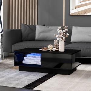 Moderner Hochglanz-Couchtisch mit LED-Licht, 15 Farben, 1 S…