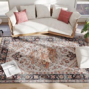 HOMCOM Bohemianischer Rutschfester und Waschbarer Teppich f…
