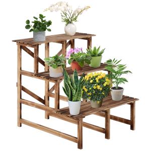 Outsunny Pflanzentreppe Blumenregal 3 Stufen aus Tannenholz…
